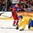TORONTO, CANADA - JANUARY 4:  Swedenâ€™s Gustav Forsling #8 reaches for a loose puck with pressure from Russiaâ€™s Pavel Buchnevich #19 during semifinal round action at the 2015 IIHF World Junior Championship. (Photo by Richard Wolowicz/HHOF-IIHF Images)